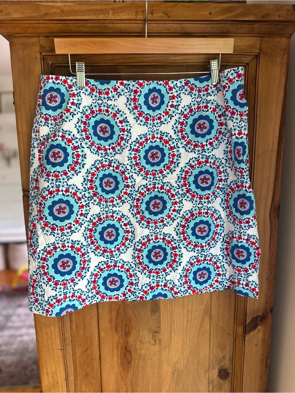 Talbots Women's Floral Medallion Mini Skirt - Blue & White